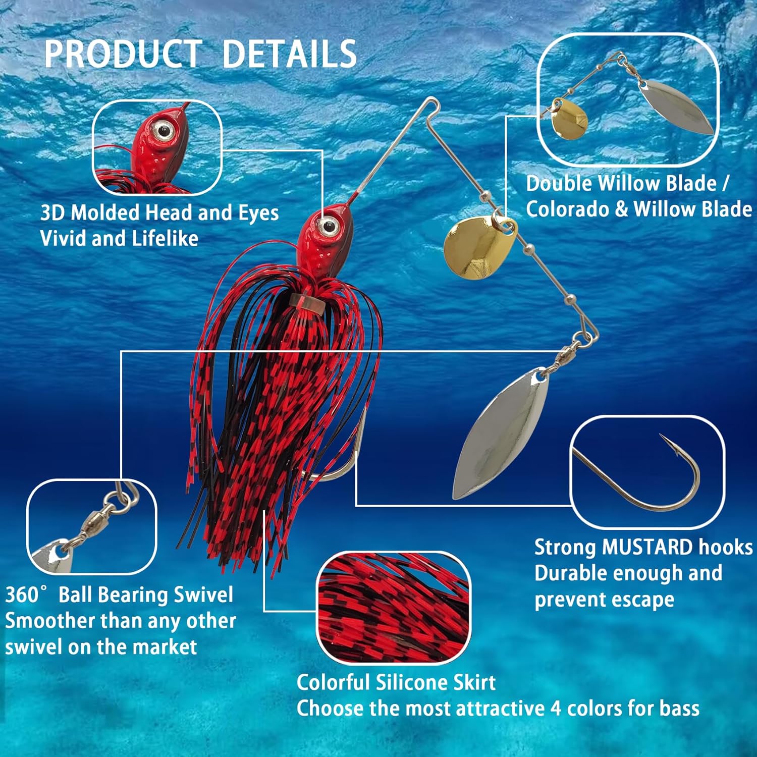 Eupheng Spinner Bait Spoon Wir - مراجعة Fishing Lure Buzzbait وسعره