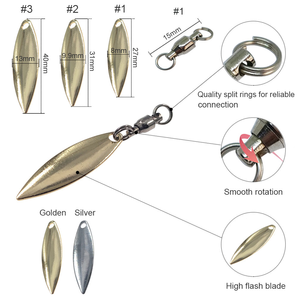 10pcs Willowleaf Blades Spinne - مراجعة Fishing Lure Buzzbait وسعره