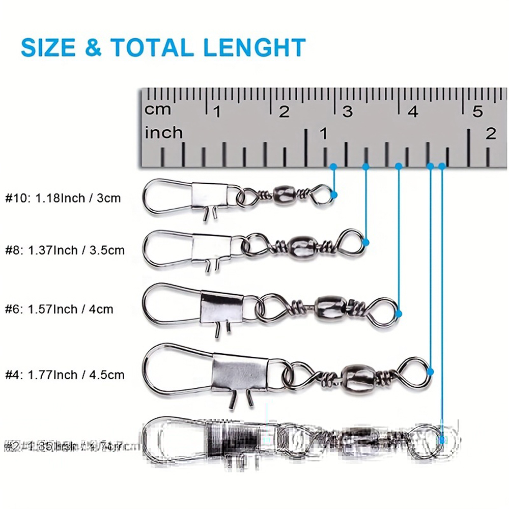 100Pcs/Lot 4#6#8#10#12# Swivel - مراجعة Fishing Lure Accessories وسعره