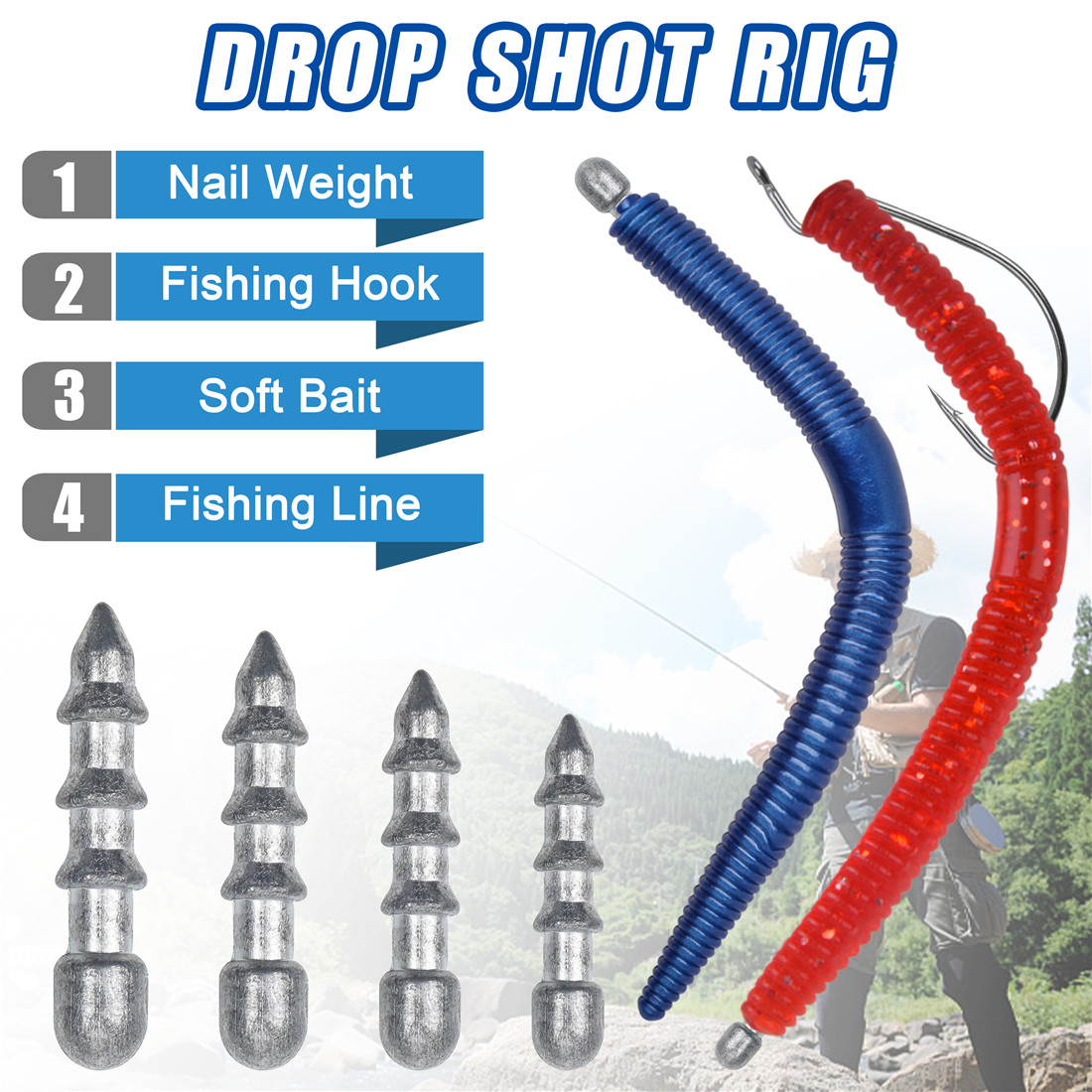 60PCS Nail weights Worm Fishin - مراجعة Fishing Lure Accessories وسعره