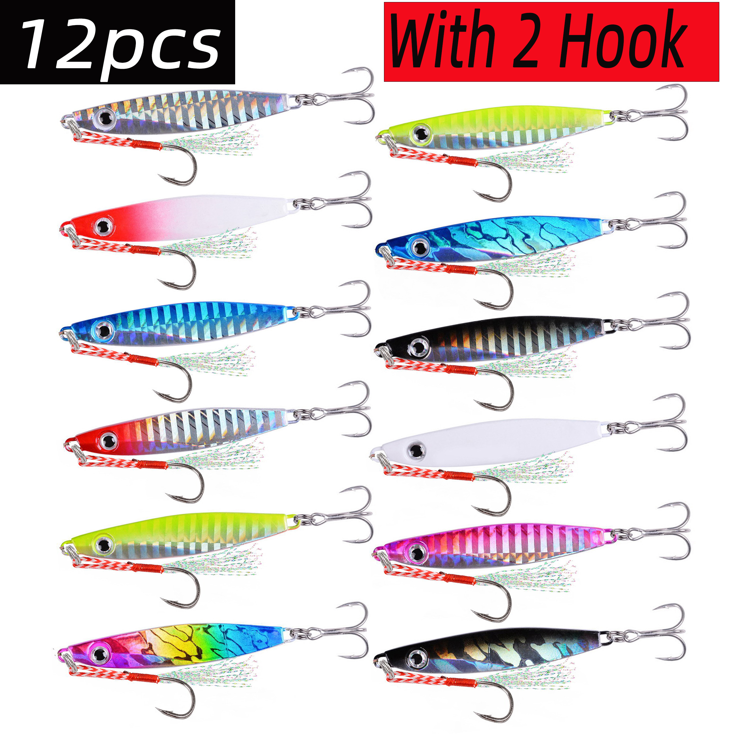 12pcs Fishing Metal Lures Jig  - مراجعة Fishing Lure Blade Bait وسعره
