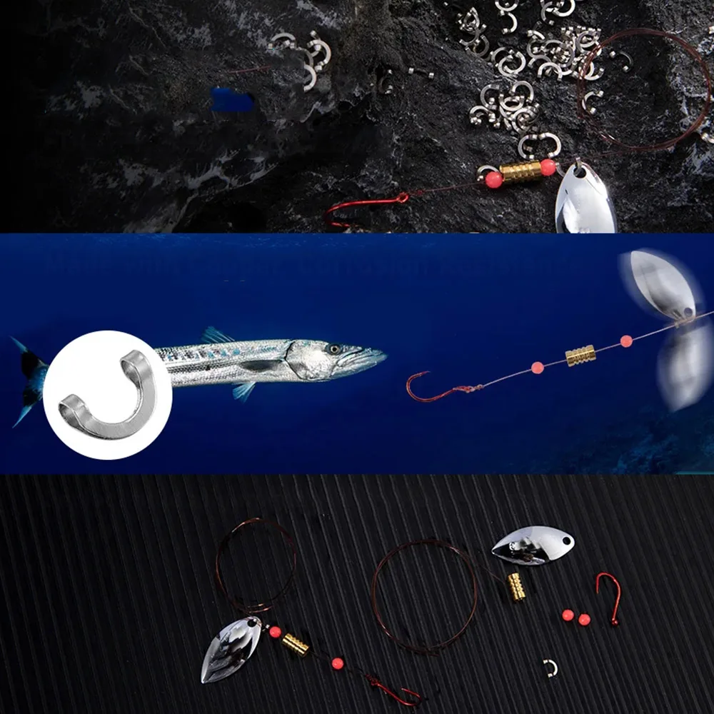 100pcs Fishing U Shaped Fixed  - مراجعة Fishing Lure Spinnerbait وسعره
